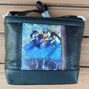 Degas painted leather bag black with silver